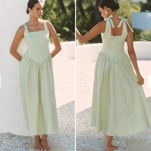 NEW Peixoto Harlow Maxi Dress Sleeveless Drop Waist Matcha Latte Green
